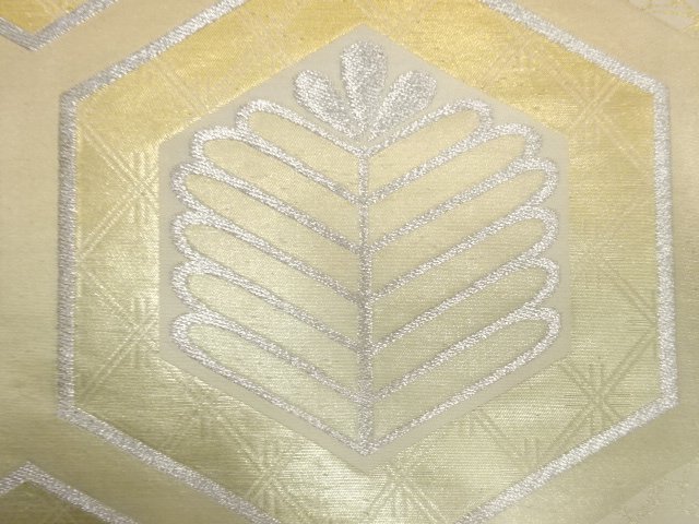  アンティーク　亀甲に若松模様織り出し袋帯（材料）